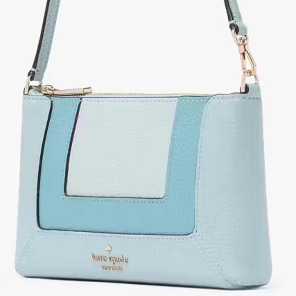 NEW kate spade new york Leather Lena Convertible Shoulder Bag In Blue Multicolor - Picture 8 of 16